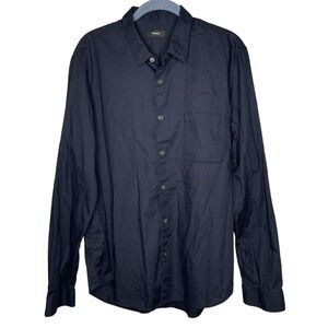 Theory button up shirt mens long sleeve navy blue large career wear semi formal